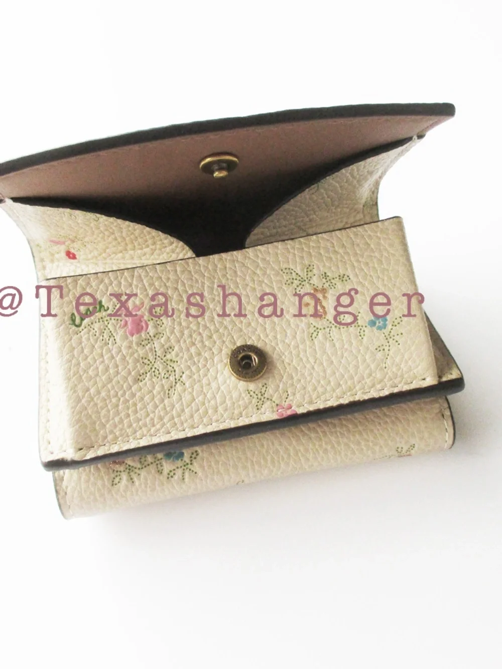 Coach NWT Floral PRT Trifold Origami Coin Wallet Ivory